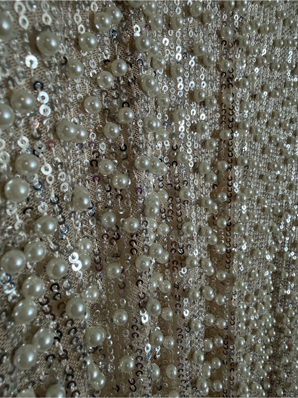 NWT Beaded Ivory Sequin V-Neck Dress - Picture 2 of 5